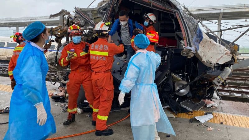 chine accident deraillement d'un Train à grande vitesse (TGV).